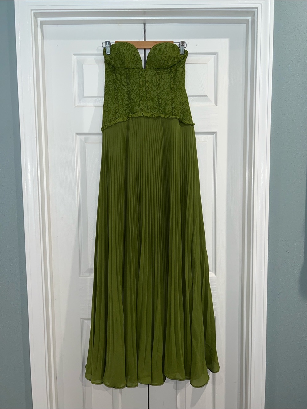 Viral Sage Olive Green Corset Maxi Dress NWT